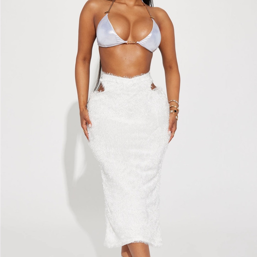 FashionNova Festive Life Skirt Set White